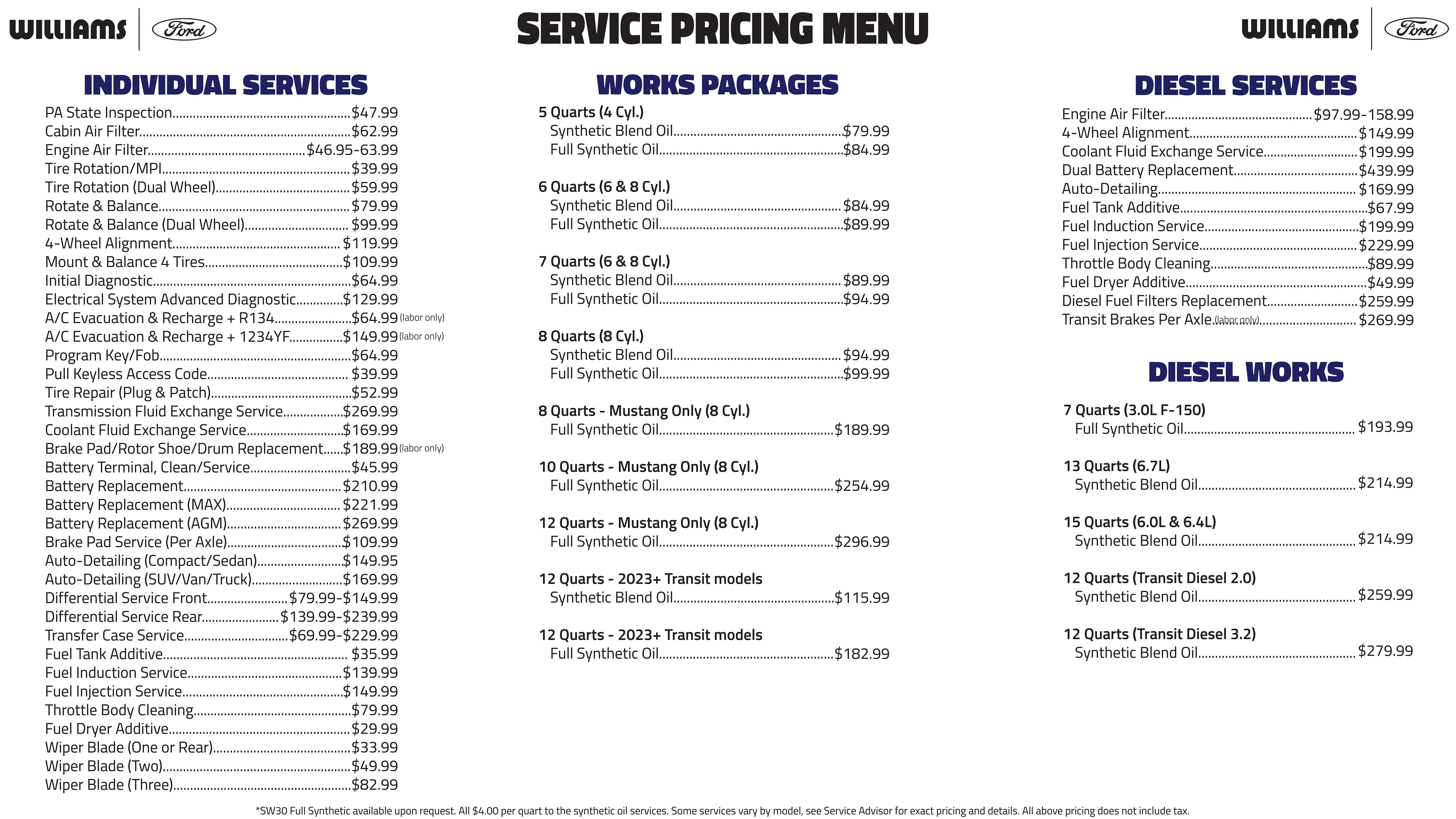 Service Pricing Menu 11-16-2023